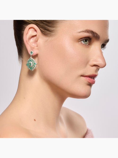 Boucles d'oreilles Luxenter en argent et quartz hydrothermal vert de Paraiba - Rirai - Kiabi