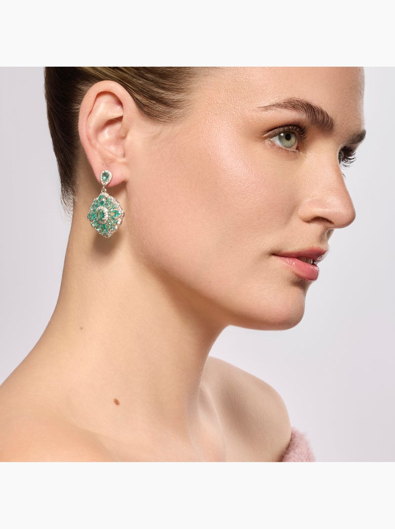 Boucles d'oreilles Luxenter en argent et quartz hydrothermal vert de Paraiba - Rirai Blanc - Kiabi