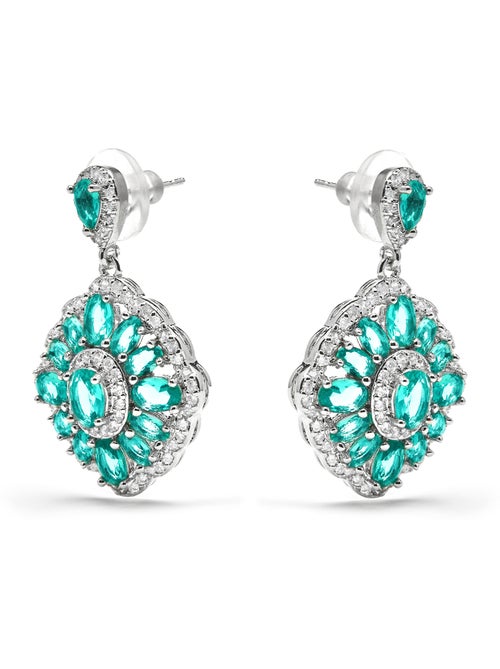 Boucles d'oreilles Luxenter en argent et quartz hydrothermal vert de Paraiba - Rirai - Kiabi