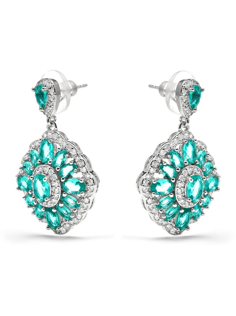 Boucles d'oreilles Luxenter en argent et quartz hydrothermal vert de Paraiba - Rirai Blanc - Kiabi