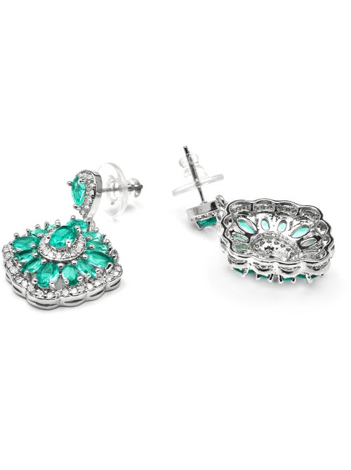 Boucles d'oreilles Luxenter en argent et quartz hydrothermal vert de Paraiba - Rirai - Kiabi