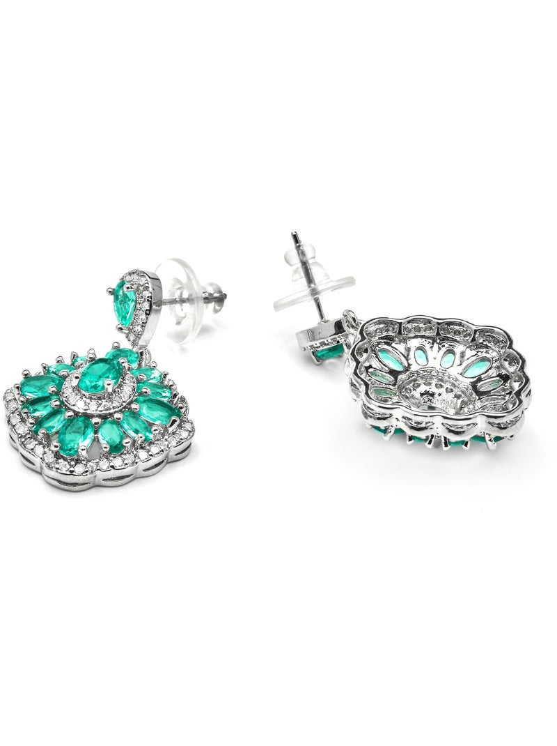 Boucles d'oreilles Luxenter en argent et quartz hydrothermal vert de Paraiba - Rirai Blanc - Kiabi