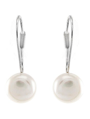 Boucles d'oreilles Luxenter en argent fin 925 avec perle blanche, finition rhodiée - Essential