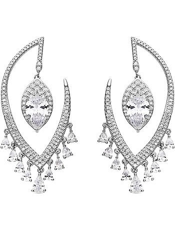 Boucles d'oreilles Luxenter en argent fin 925 et zircone brillante, finition rhodiée - Hakku