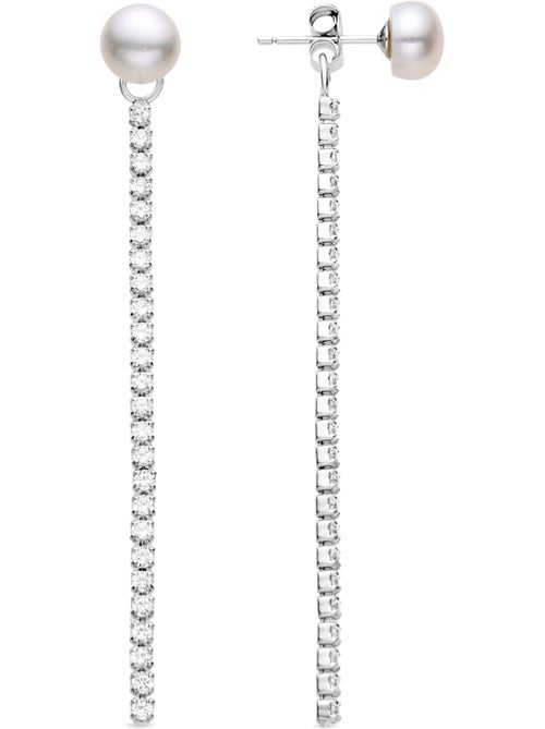 Boucles d'oreilles Luxenter en argent sterling 925 avec perle blanche et finitions en rhodium-Emki - Kiabi