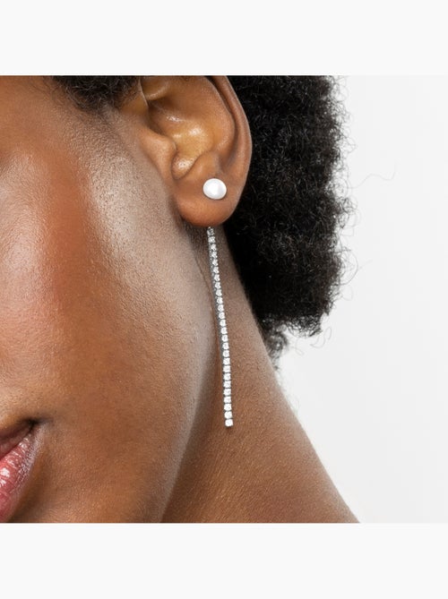 Boucles d'oreilles Luxenter en argent sterling 925 avec perle blanche et finitions en rhodium-Emki - Kiabi