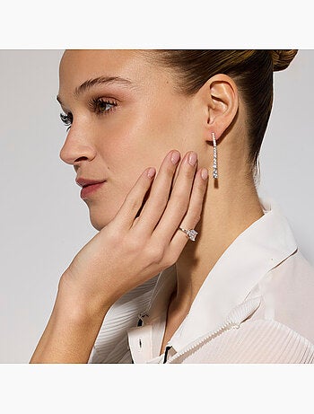 Boucles d'oreilles Luxenter en argent sterling 925 avec zircone brillante, finition rhodiée - Guoi