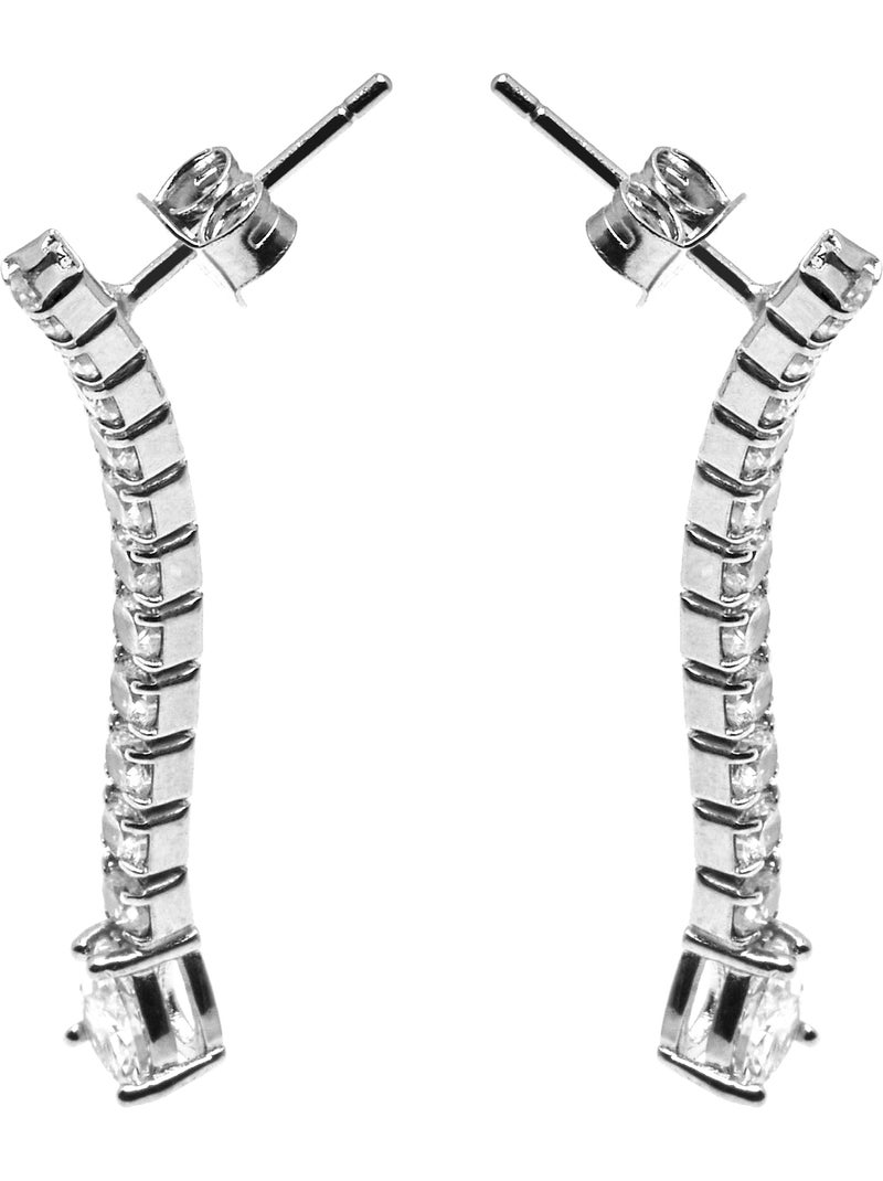 Boucles d'oreilles Luxenter en argent sterling 925 avec zircone brillante, finition rhodiée - Guoi Argent - Kiabi
