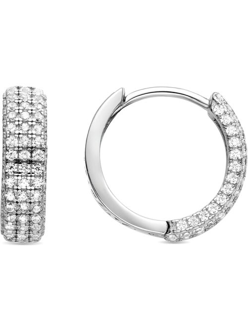Boucles d'oreilles Luxenter en argent sterling 925 avec zircone brillante, finition rhodiée - Taki - Kiabi Boucles d'oreilles Luxenter en argent sterling 925 avec zircone brillante, finition rhodiée - Taki - Kiabi