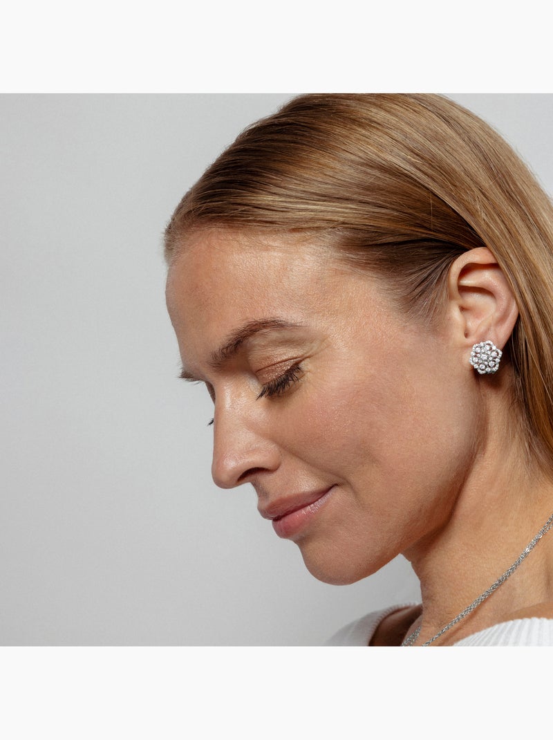 Boucles d'oreilles Luxenter en argent sterling 925 avec zircone brillante, finition rhodium - Soori Blanc - Kiabi