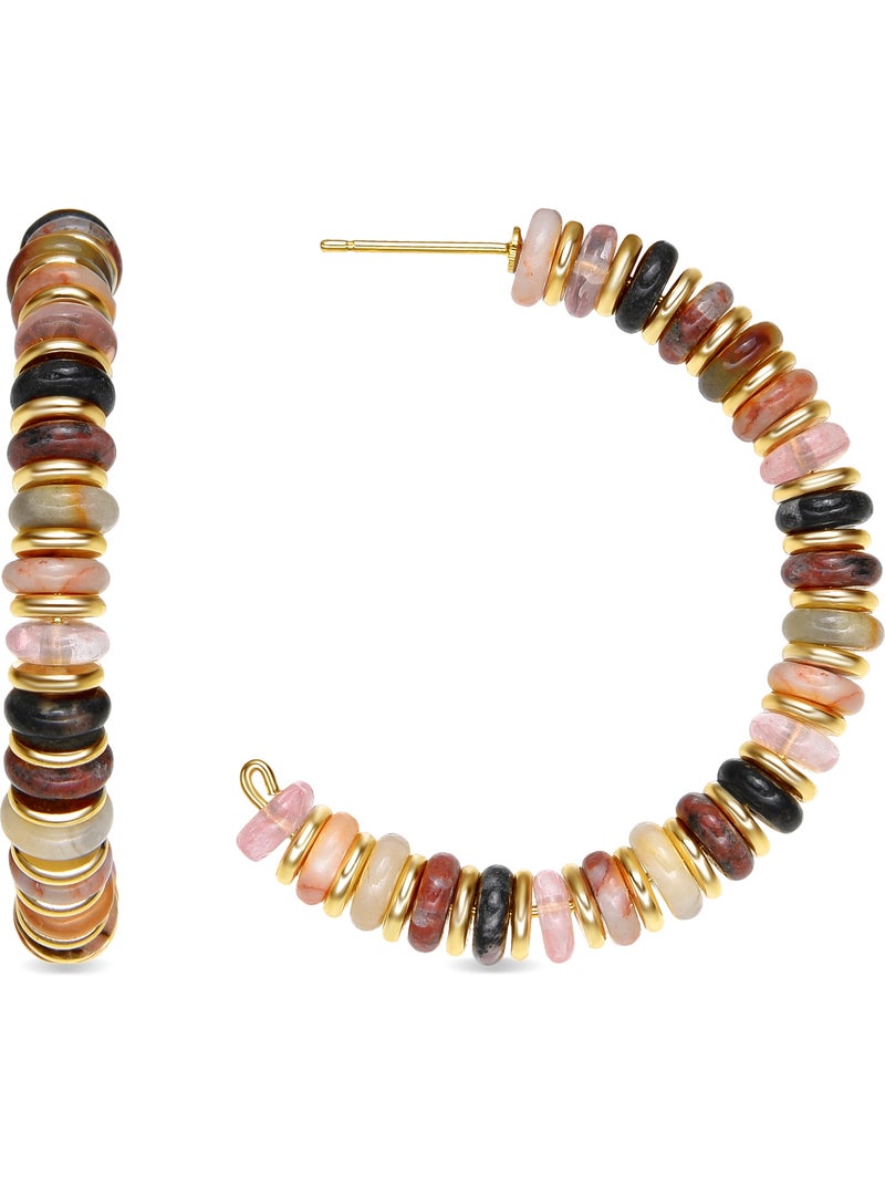 Boucles d'oreilles Luxenter en argent sterling 925 et agate   avec finition et plaqué or 18k-Umex Multicolore - Kiabi