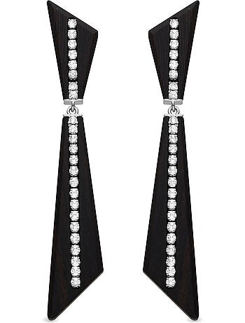 Boucles d'oreilles Luxenter en argent sterling 925 et bois noir avec finition rhodium - Dukrika