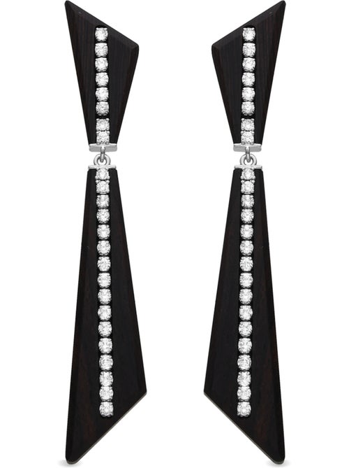 Boucles d'oreilles Luxenter en argent sterling 925 et bois noir avec finition rhodium - Dukrika - Kiabi