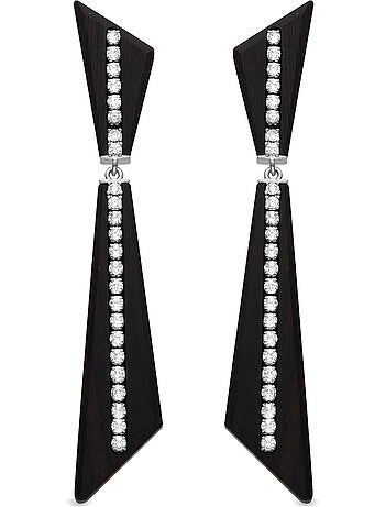 Boucles d'oreilles Luxenter en argent sterling 925 et bois noir avec finition rhodium - Dukrika