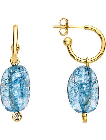 Boucles d'oreilles Luxenter en argent sterling 925 et cristal bleu foncé, finition or 18 k - Xiua