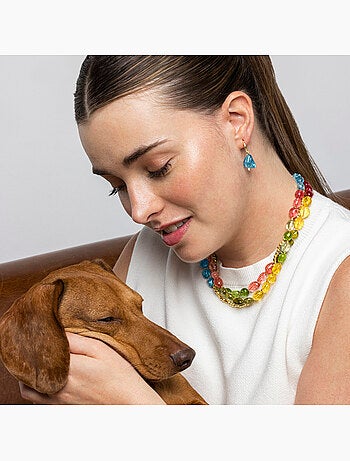 Boucles d'oreilles Luxenter en argent sterling 925 et cristal bleu foncé, finition or 18 k - Xiua
