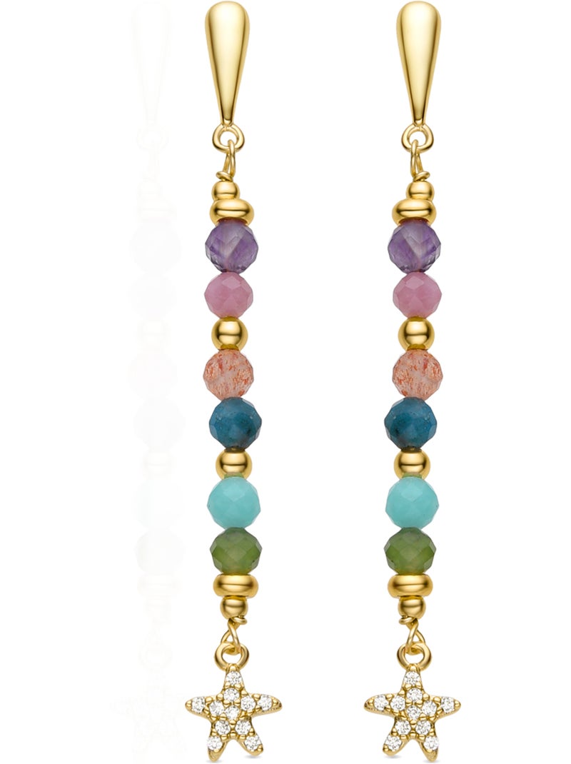 Boucles d'oreilles Luxenter en argent sterling 925 et cristal   finition or jaune 18k-Estrella Multicolore - Kiabi