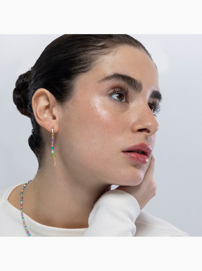 Boucles d'oreilles Luxenter en argent sterling 925 et cristal   finition or jaune 18k-Estrella Multicolore - Kiabi