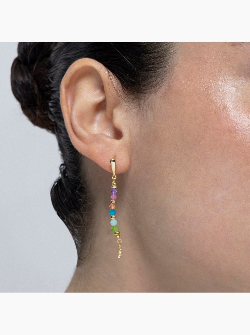 Boucles d'oreilles Luxenter en argent sterling 925 et cristal   finition or jaune 18k-Estrella Multicolore - Kiabi