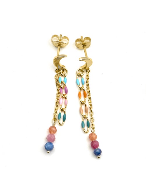 Boucles d'oreilles Luxenter en argent sterling 925 et cristal multicolore, finition or 18 k - Liesi - Kiabi