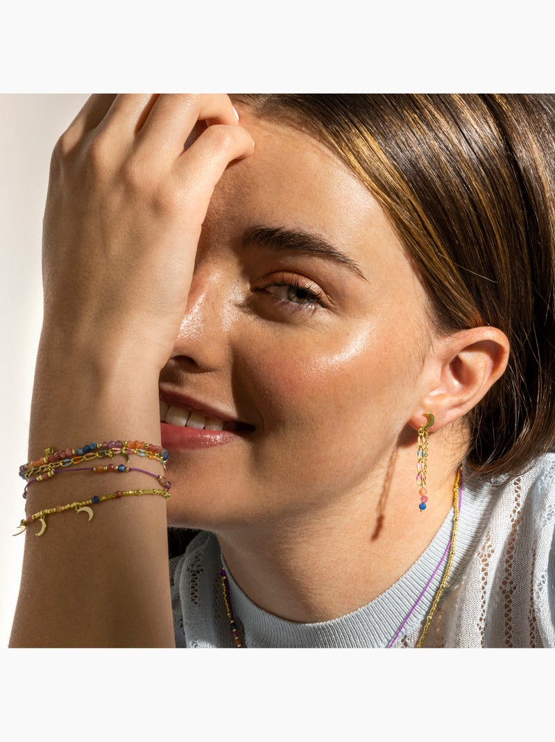 Boucles d'oreilles Luxenter en argent sterling 925 et cristal multicolore, finition or 18 k - Liesi Multicolore - Kiabi