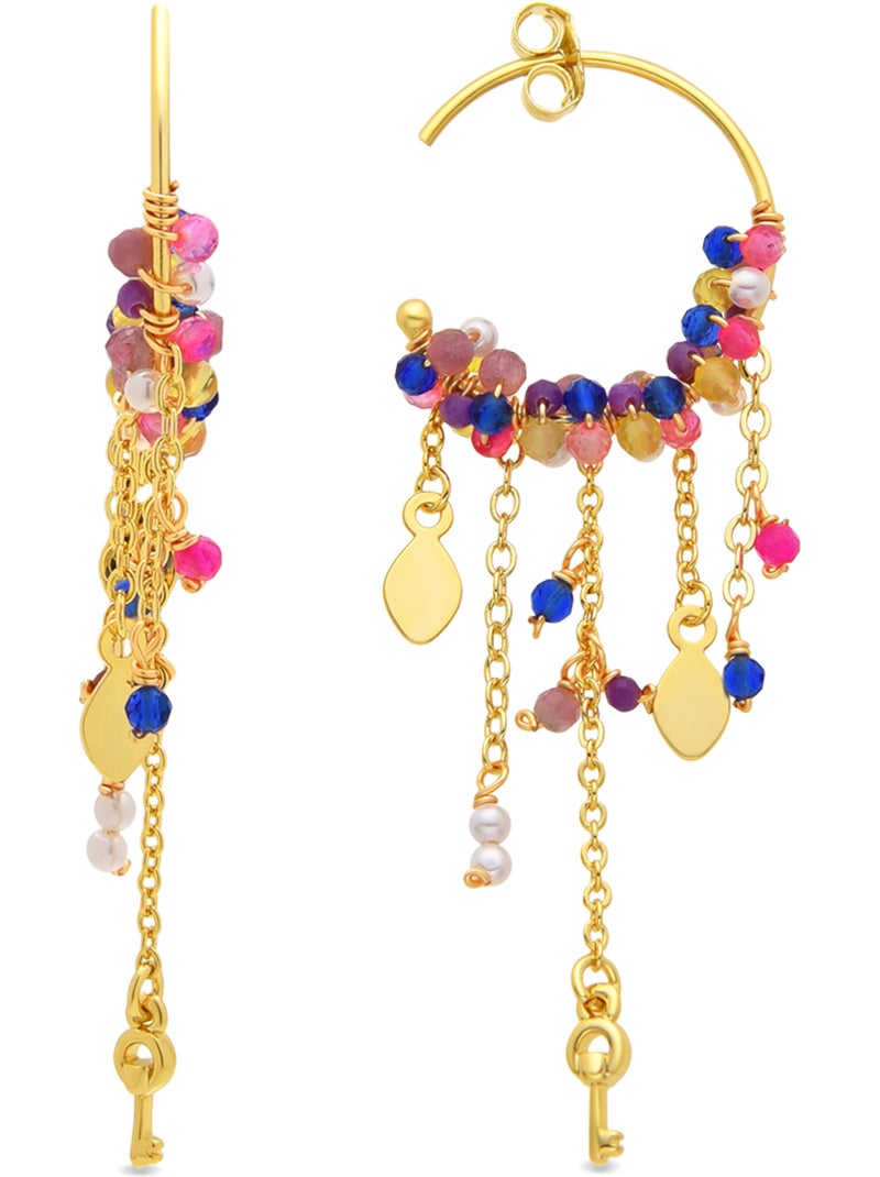 Boucles d'oreilles Luxenter en argent sterling 925 et cristal multicolore finition or 18k-Busde Multicolore - Kiabi