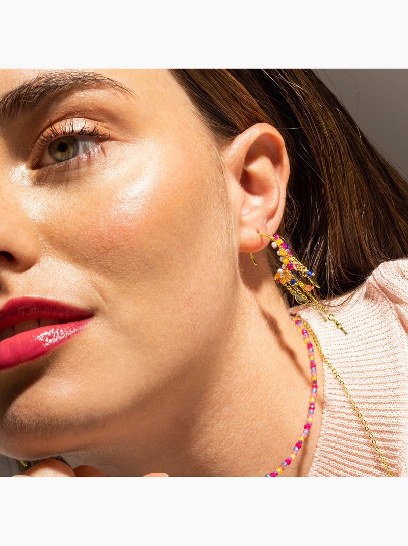 Boucles d'oreilles Luxenter en argent sterling 925 et cristal multicolore finition or 18k-Busde Multicolore - Kiabi