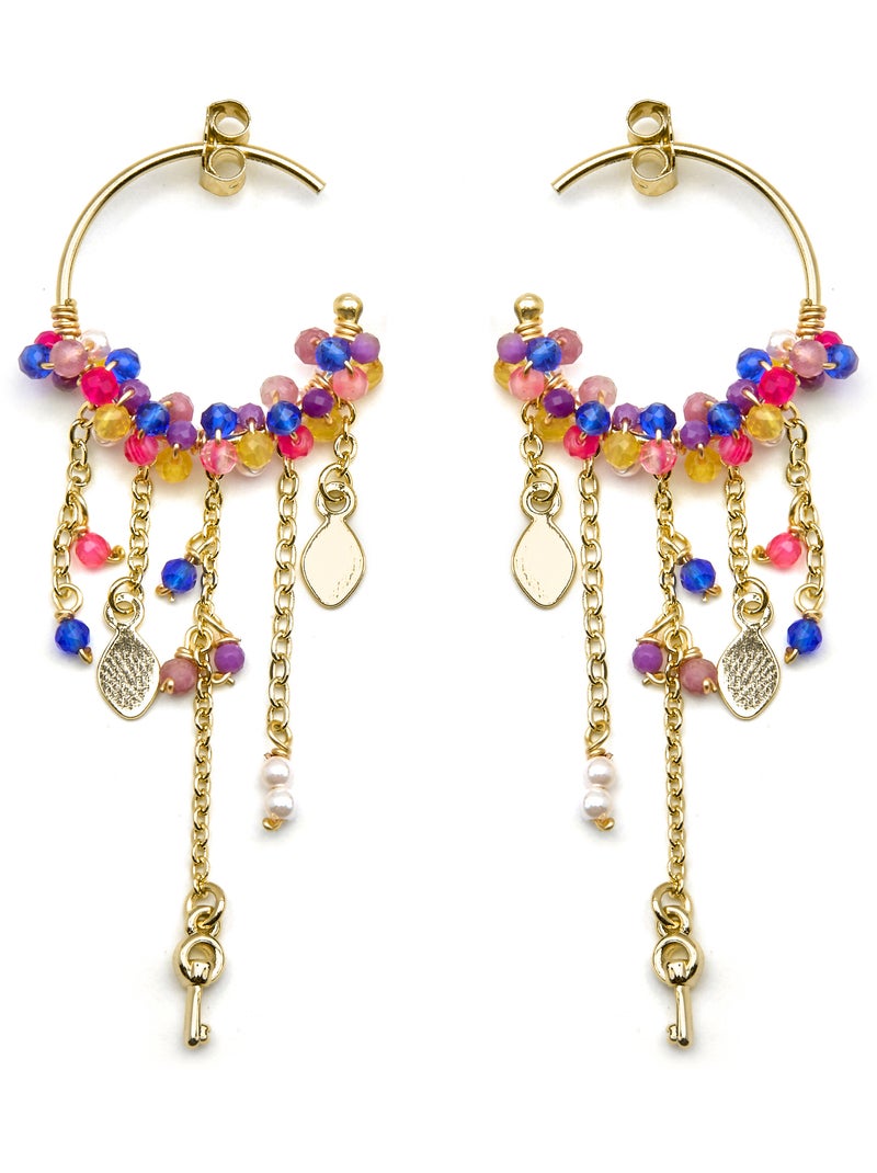 Boucles d'oreilles Luxenter en argent sterling 925 et cristal multicolore finition or 18k-Busde Multicolore - Kiabi