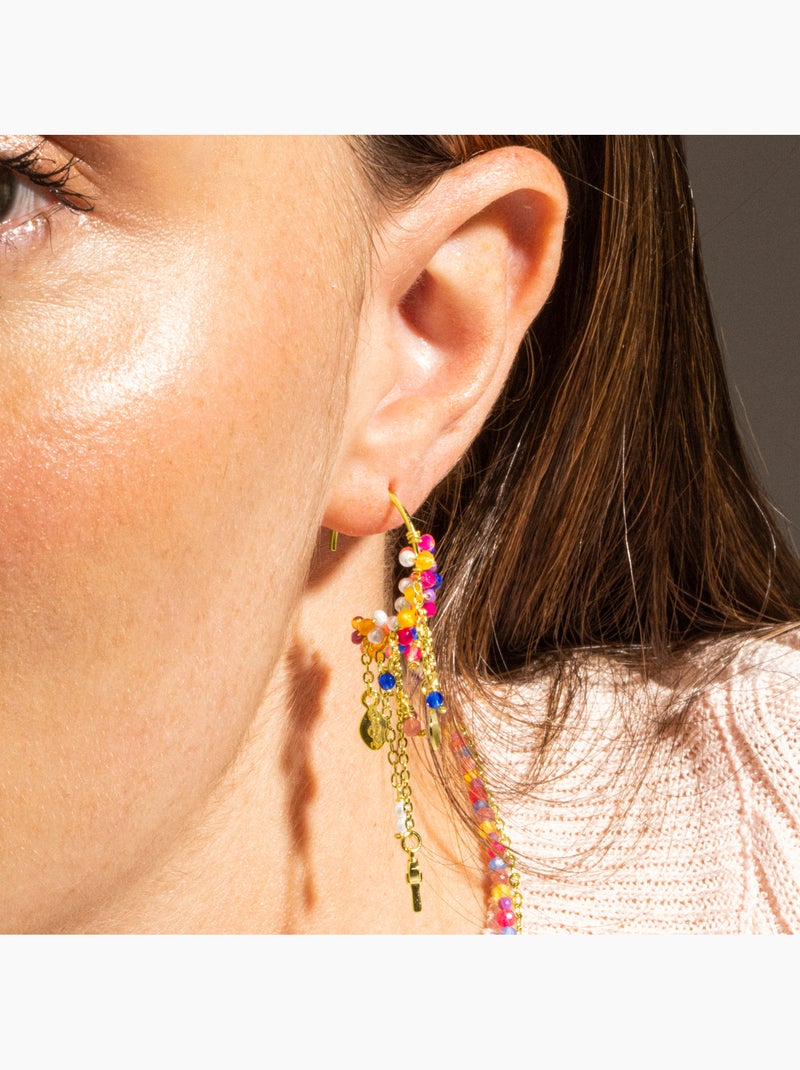 Boucles d'oreilles Luxenter en argent sterling 925 et cristal multicolore finition or 18k-Busde Multicolore - Kiabi