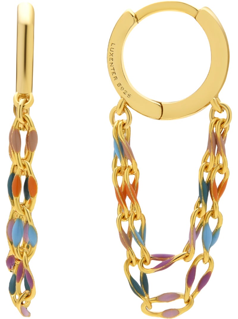 Boucles d'oreilles Luxenter en argent sterling 925 et laqué multicolore finition or 18k-Noida Multicolore - Kiabi