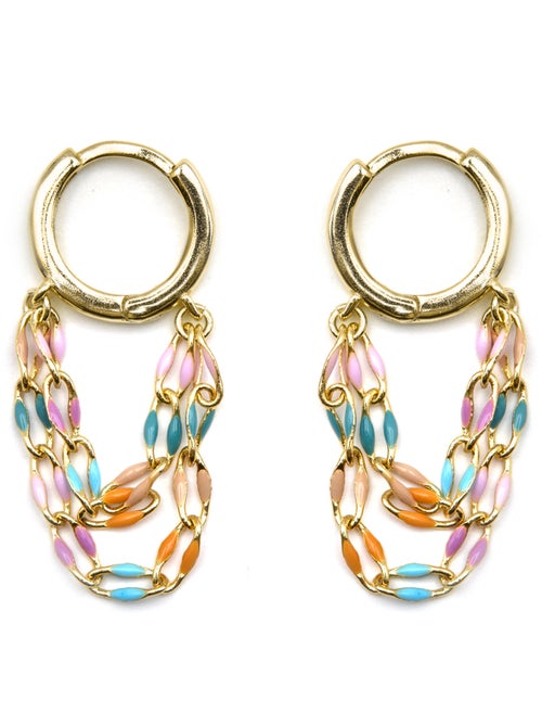 Boucles d'oreilles Luxenter en argent sterling 925 et laqué multicolore finition or 18k-Noida - Kiabi Boucles d'oreilles Luxenter en argent sterling 925 et laqué multicolore finition or 18k-Noida - Kiabi