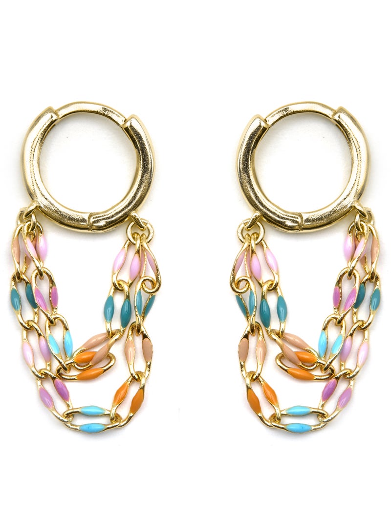 Boucles d'oreilles Luxenter en argent sterling 925 et laqué multicolore finition or 18k-Noida Multicolore - Kiabi