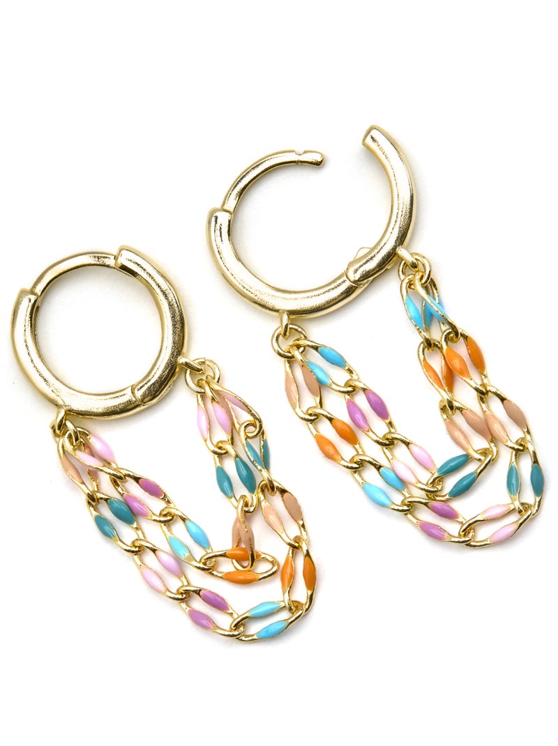 Boucles d'oreilles Luxenter en argent sterling 925 et laqué multicolore finition or 18k-Noida Multicolore - Kiabi