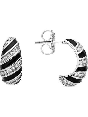 Boucles d'oreilles Luxenter en argent sterling 925 et laqué noir finition rhodium - Wala