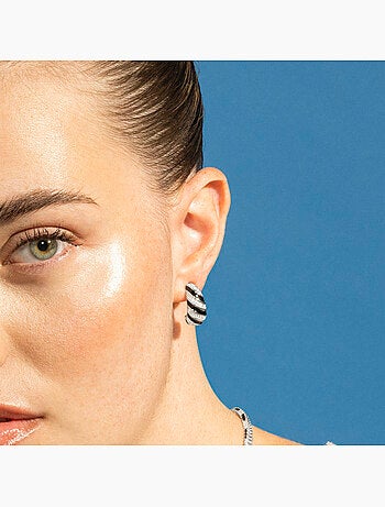Boucles d'oreilles Luxenter en argent sterling 925 et laqué noir finition rhodium - Wala