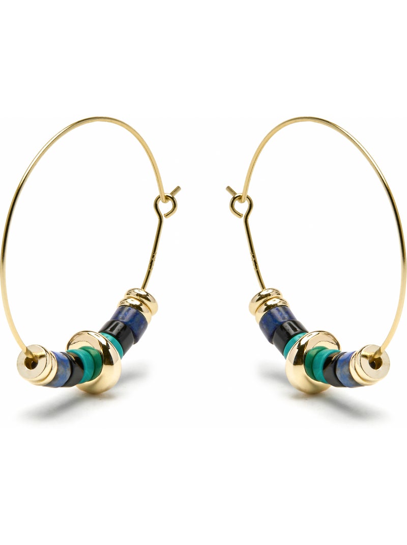 Boucles d'oreilles Luxenter en argent sterling 925 et malachite, finition or jaune 18 carats -Darkba Vert - Kiabi