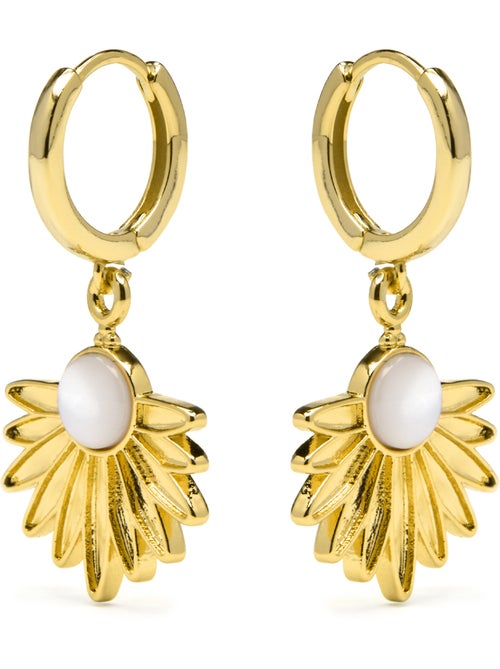 Boucles d'oreilles Luxenter en argent sterling 925 et nacre blanche finition et plaqué or 18k-Lalai - Kiabi