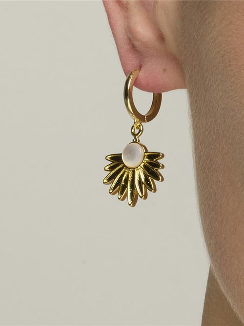 Boucles d'oreilles Luxenter en argent sterling 925 et nacre blanche finition et plaqué or 18k-Lalai - Kiabi
