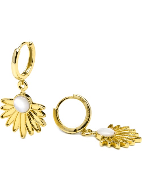 Boucles d'oreilles Luxenter en argent sterling 925 et nacre blanche finition et plaqué or 18k-Lalai - Kiabi