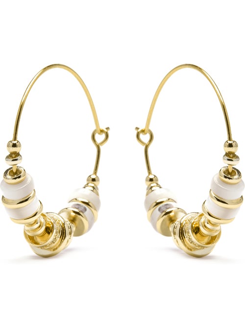 Boucles d'oreilles Luxenter en argent sterling 925 et nacre blanche, finition or jaune 18 k - Darkba - Kiabi