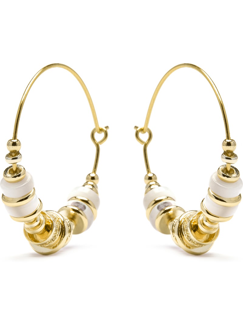 Boucles d'oreilles Luxenter en argent sterling 925 et nacre blanche, finition or jaune 18 k - Darkba Argent - Kiabi