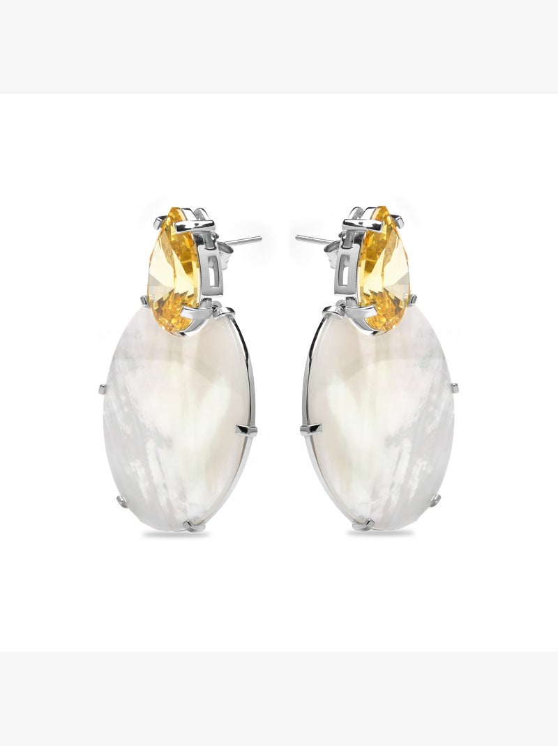 Boucles d'oreilles Luxenter en argent sterling 925 et nacre blanche finition or jaune 18k-Mubi Argent - Kiabi