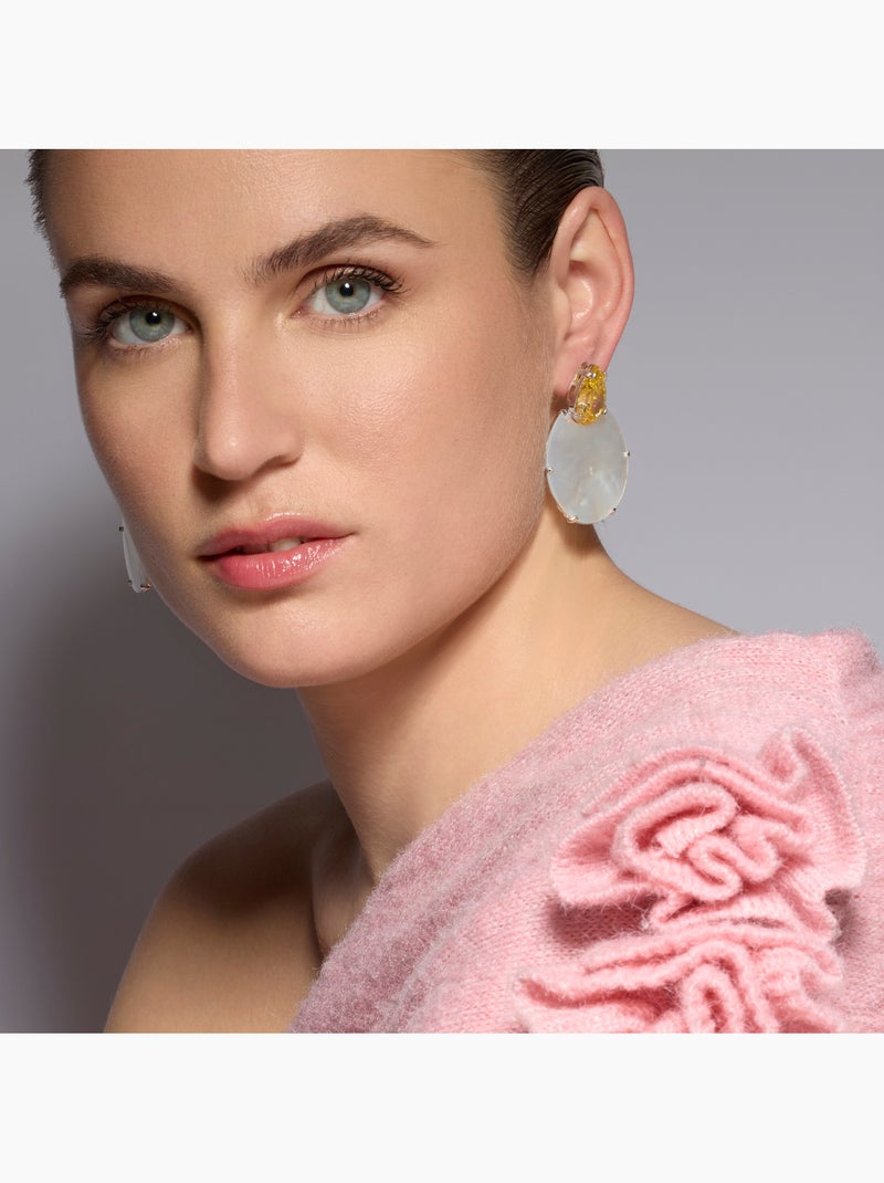 Boucles d'oreilles Luxenter en argent sterling 925 et nacre blanche finition or jaune 18k-Mubi Blanc - Kiabi