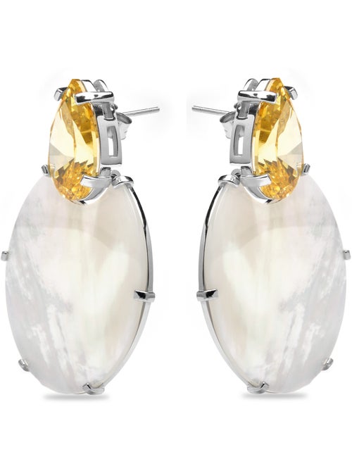 Boucles d'oreilles Luxenter en argent sterling 925 et nacre blanche finition or jaune 18k-Mubi - Kiabi
