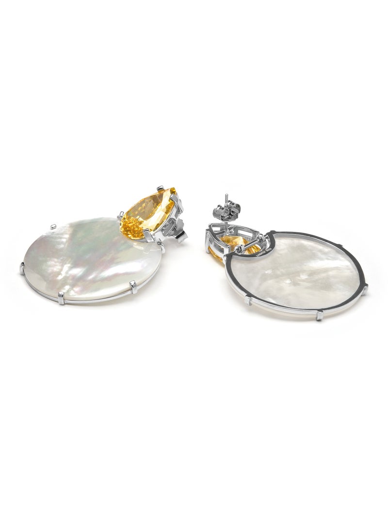 Boucles d'oreilles Luxenter en argent sterling 925 et nacre blanche finition or jaune 18k-Mubi Blanc - Kiabi