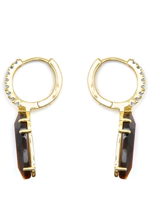 Boucles d'oreilles Luxenter en argent sterling 925 et œil-de-tigre finition or 18k - Ordi - Kiabi