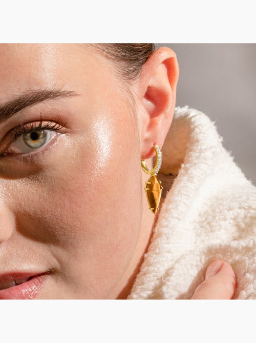 Boucles d'oreilles Luxenter en argent sterling 925 et œil-de-tigre finition or 18k - Ordi - Kiabi