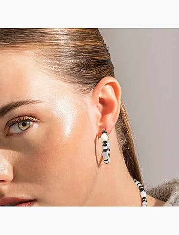 Boucles d'oreilles Luxenter en argent sterling 925 et onyx, finition or 18 carats - Nanys