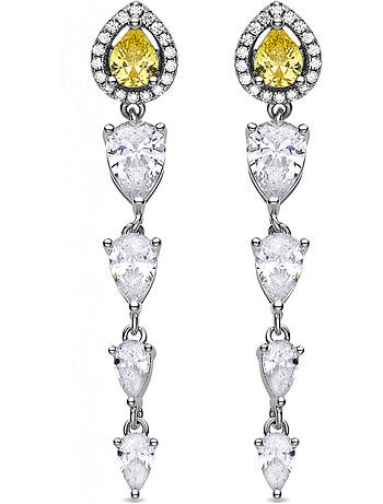 Boucles d'oreilles Luxenter en argent sterling 925 et padparadscha finition rhodium - Marag