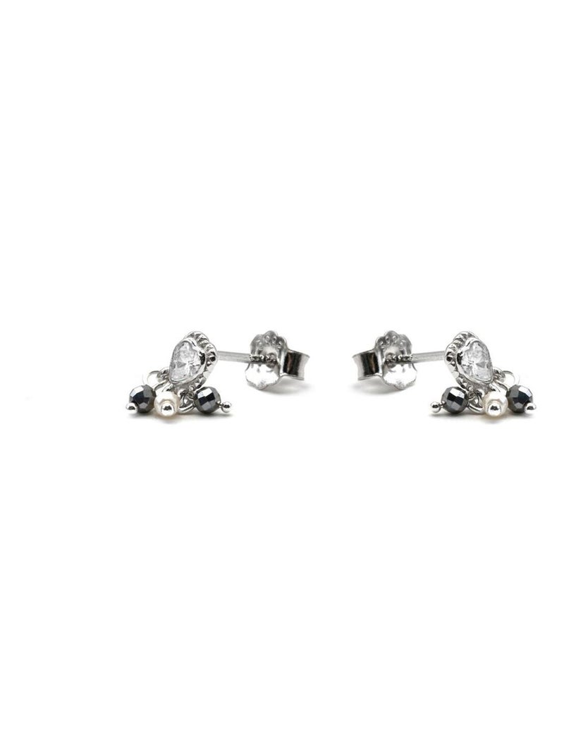 Boucles d'oreilles Luxenter en argent sterling 925 et perle blanche avec finition en rhodium - Nexa Blanc - Kiabi